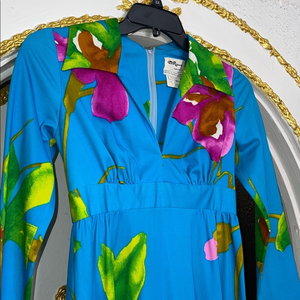 Vintage Tori Richard Honolulu | 60s/70s Orchid Hawaiian Floral | Size 8 - Picture 6 of 9
